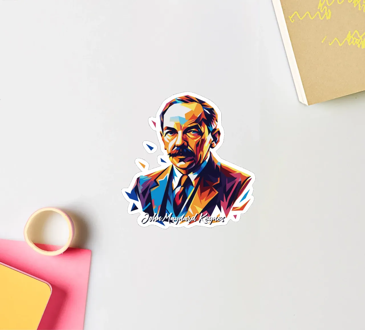 John Maynard Keynes WPAP Pop Art adesivo da vectorartnesia