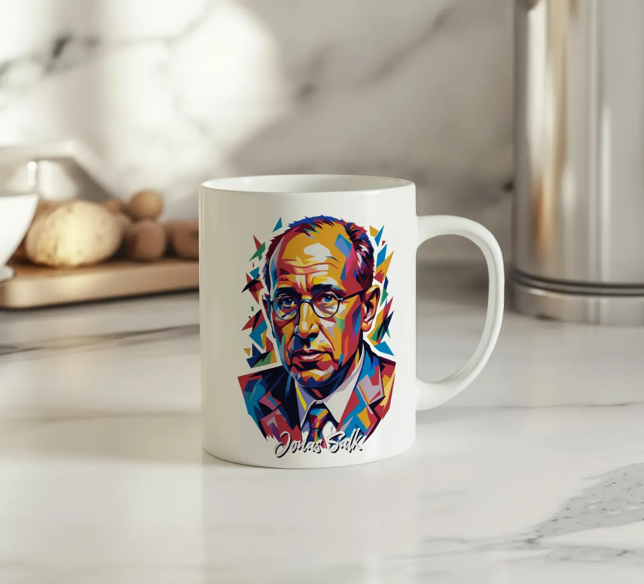 Jonas Salk WPAP Pop Art tazza in ceramica da vectorartnesia