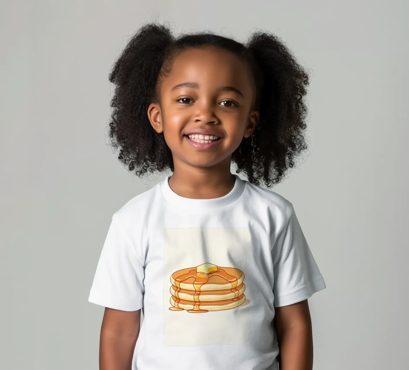 Pannenkoekenstapel met stroop kinder t-shirt van FlatPrint Studio