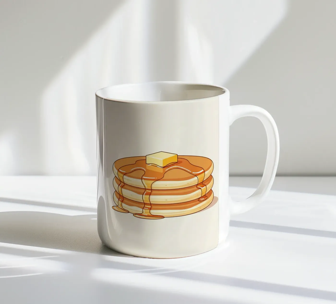 Pancake Stack with Syrup ceramic mug by FlatPrint Studio