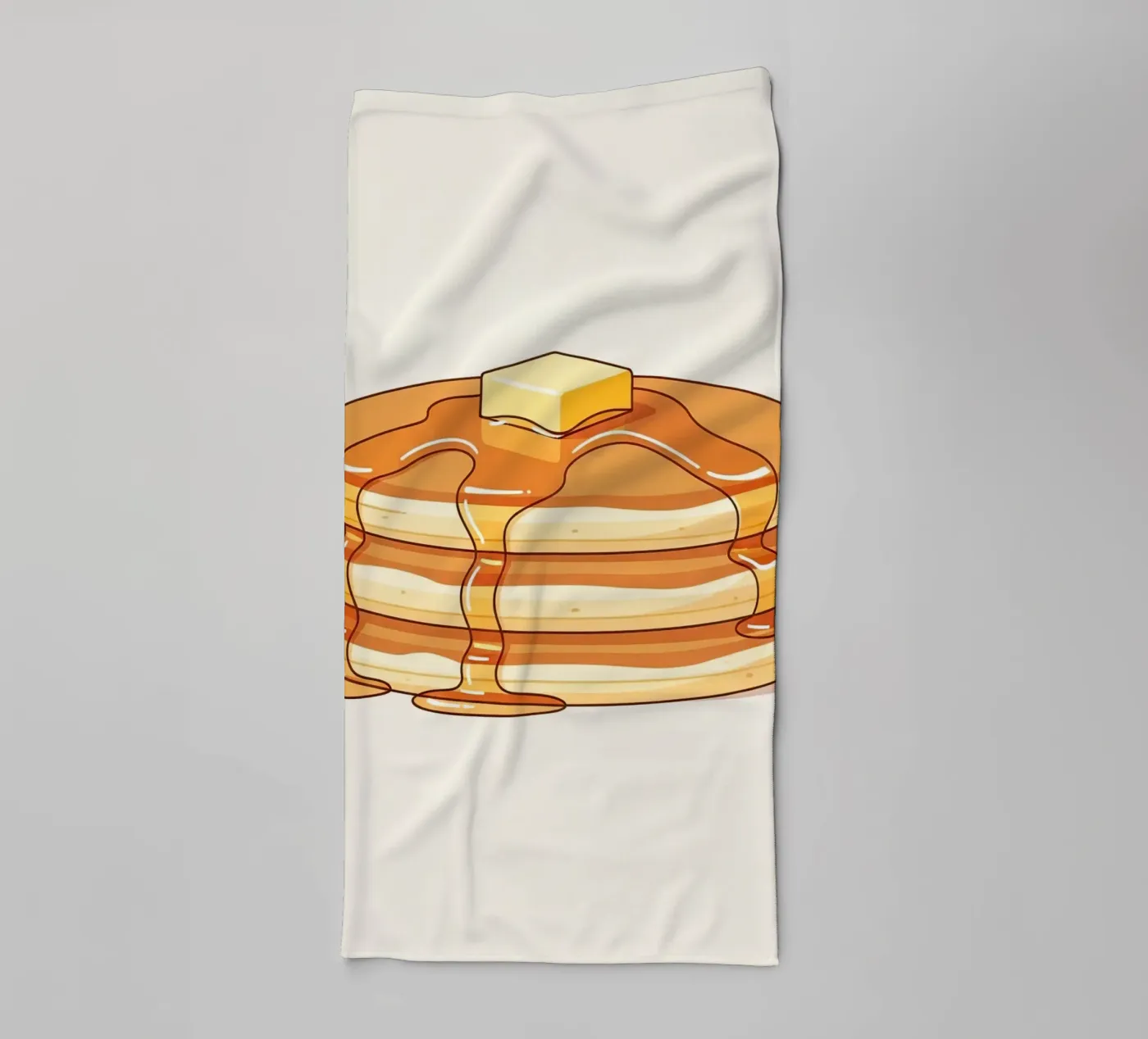 Pannenkoekenstapel met stroop badhanddoek van FlatPrint Studio