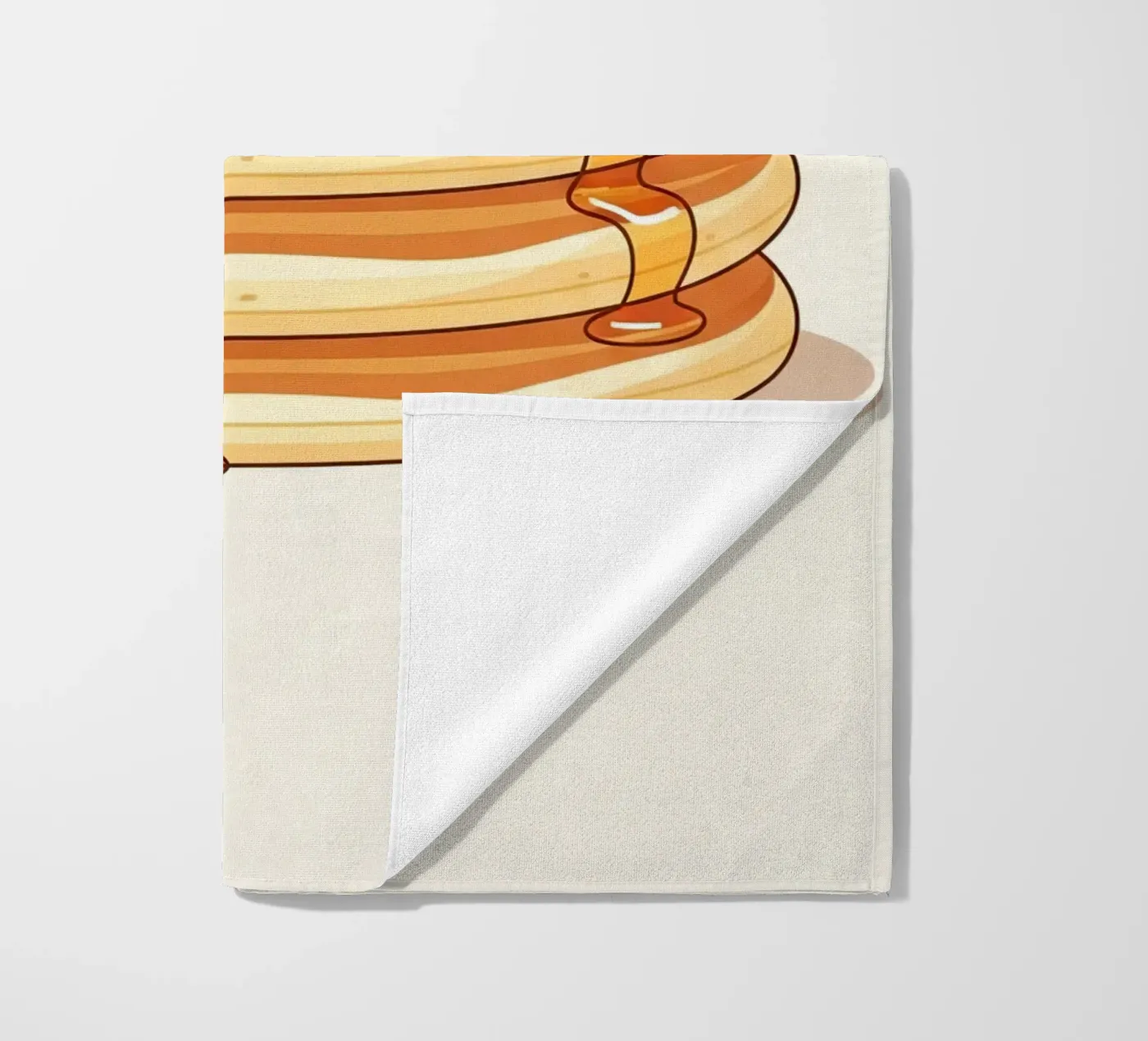 Pannenkoekenstapel met stroop strandhanddoek van FlatPrint Studio