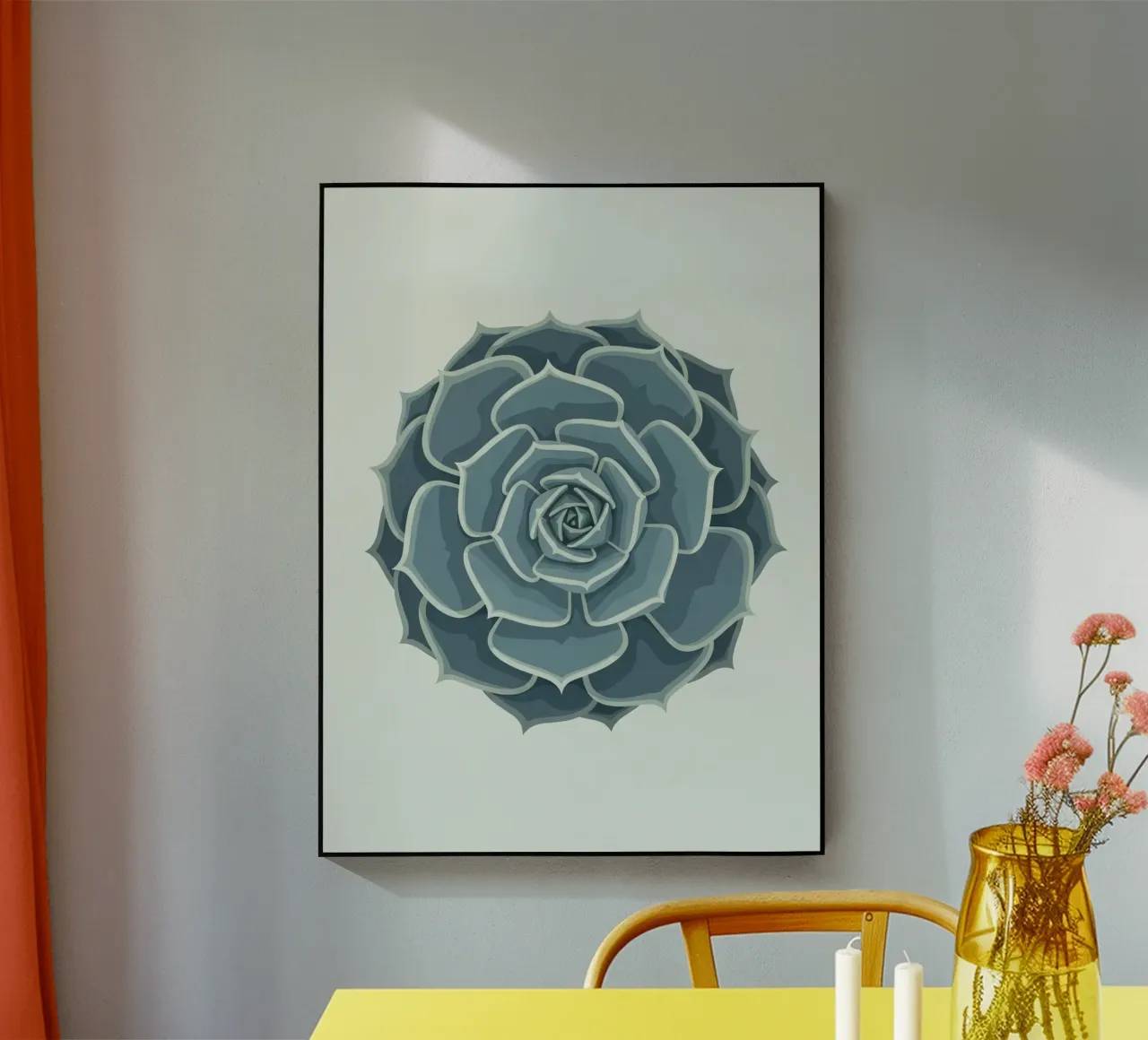 Blue Succulent Rosette plexiglass da FlatPrint Studio