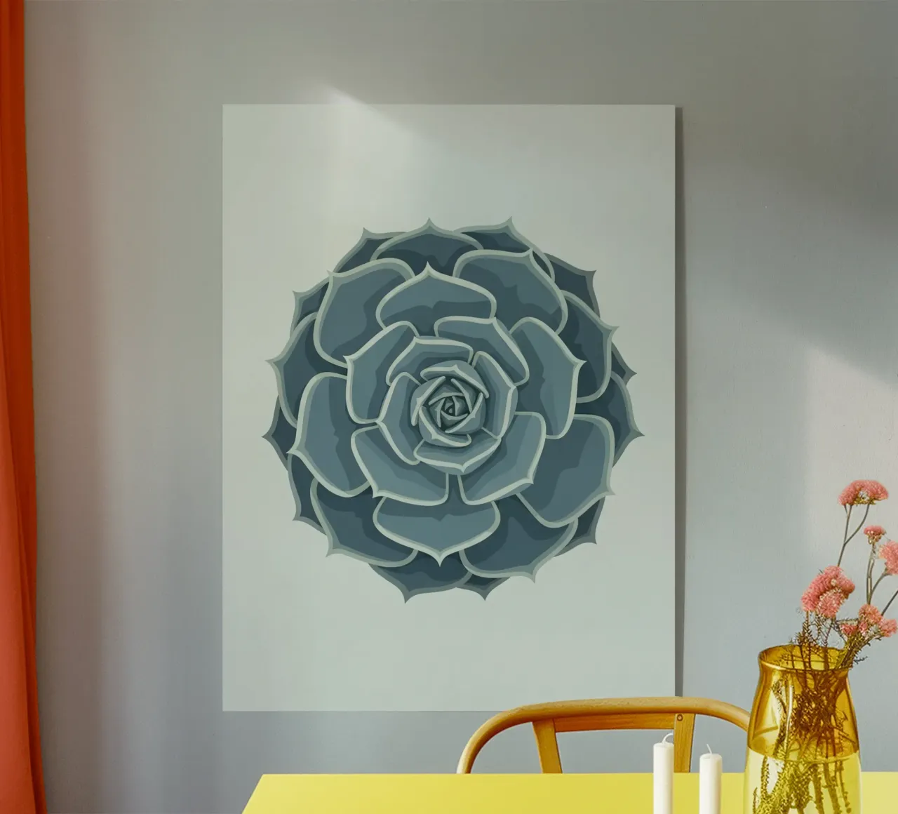 Blue Succulent Rosette plexiglass da FlatPrint Studio