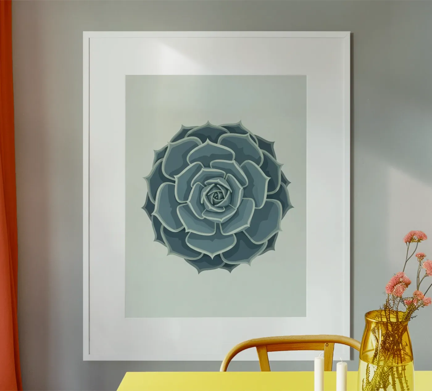 Rosetta succulenta blu poster da FlatPrint Studio