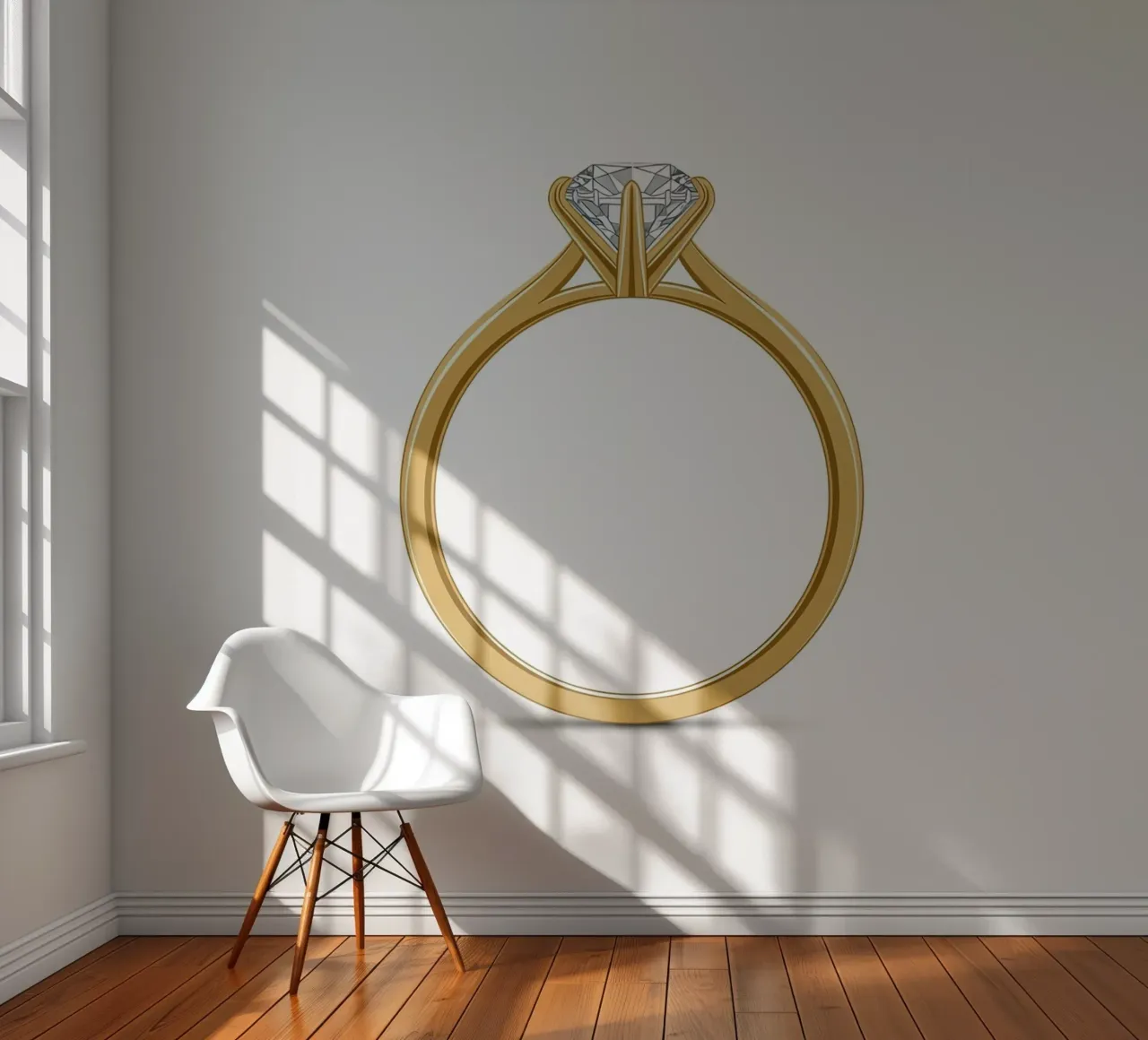 Diamanten solitaire ring fotobehang van FlatPrint Studio