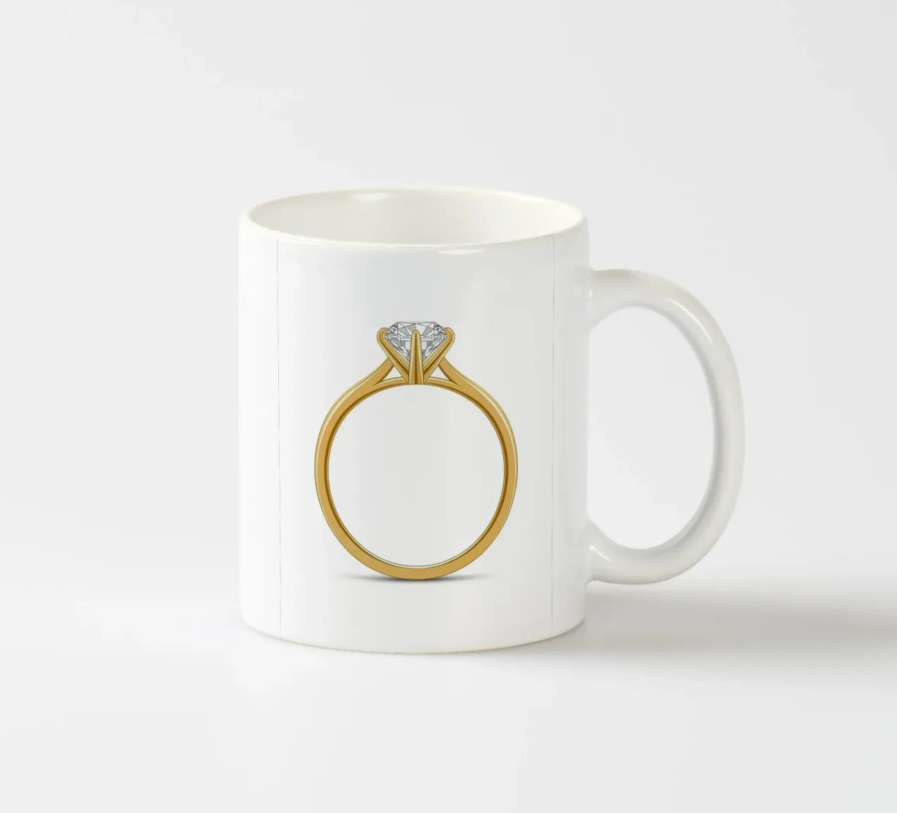 Diamond Solitaire Ring ceramic mug by FlatPrint Studio