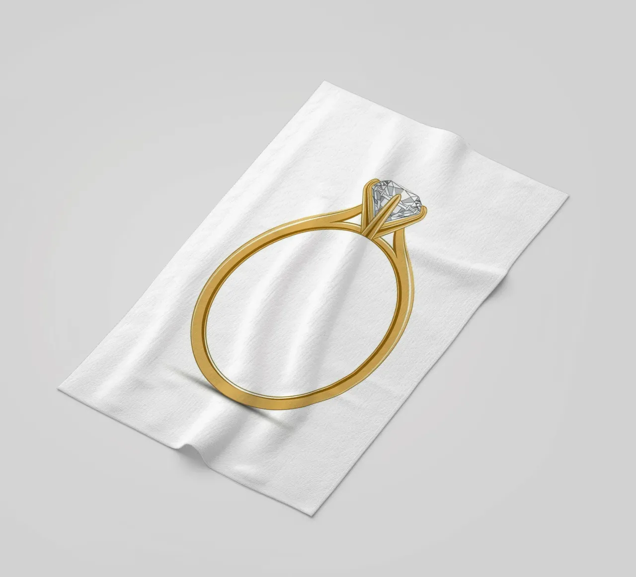Diamanten solitaire ring strandhanddoek van FlatPrint Studio