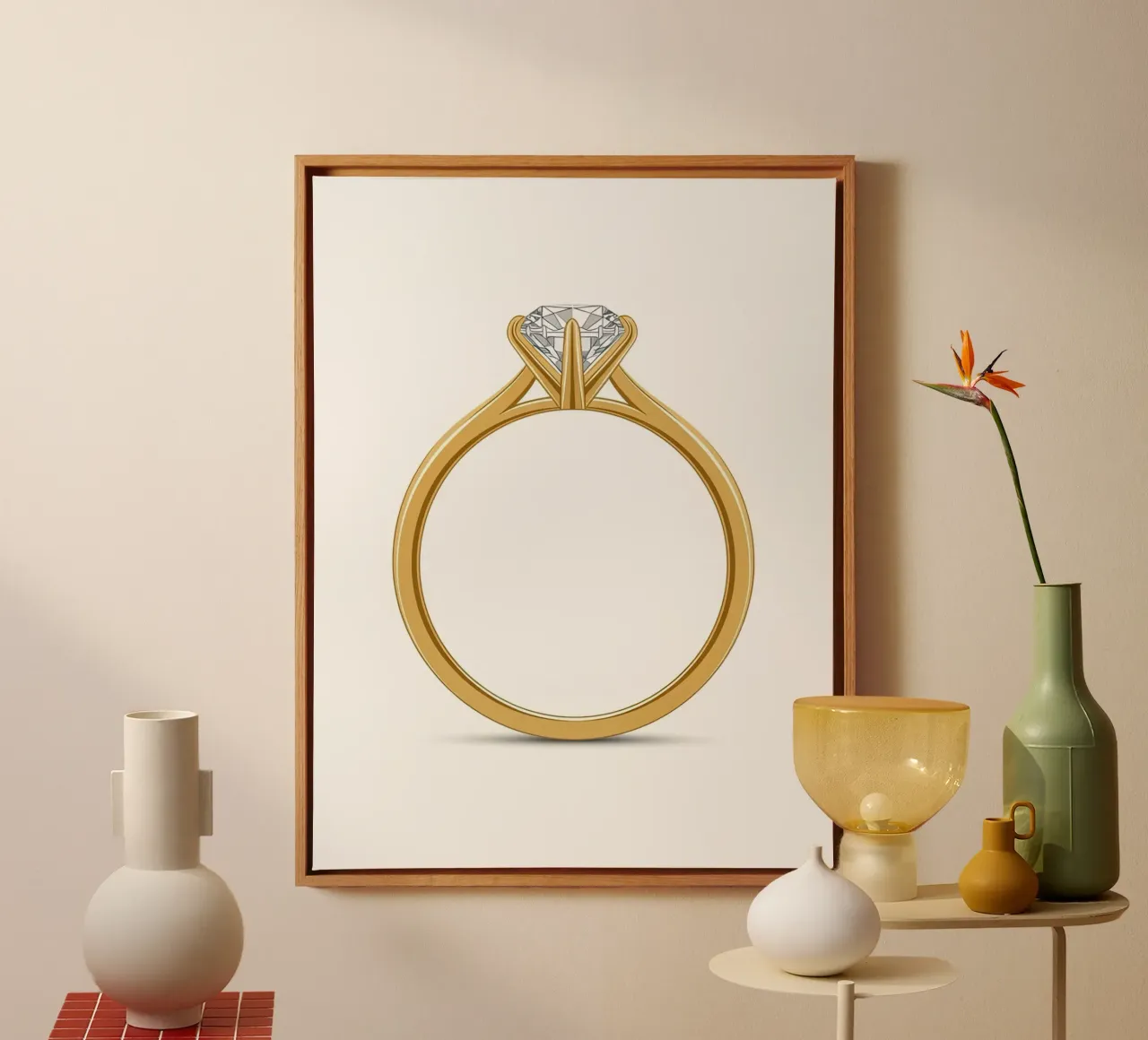 Anello solitario con diamante tela da FlatPrint Studio