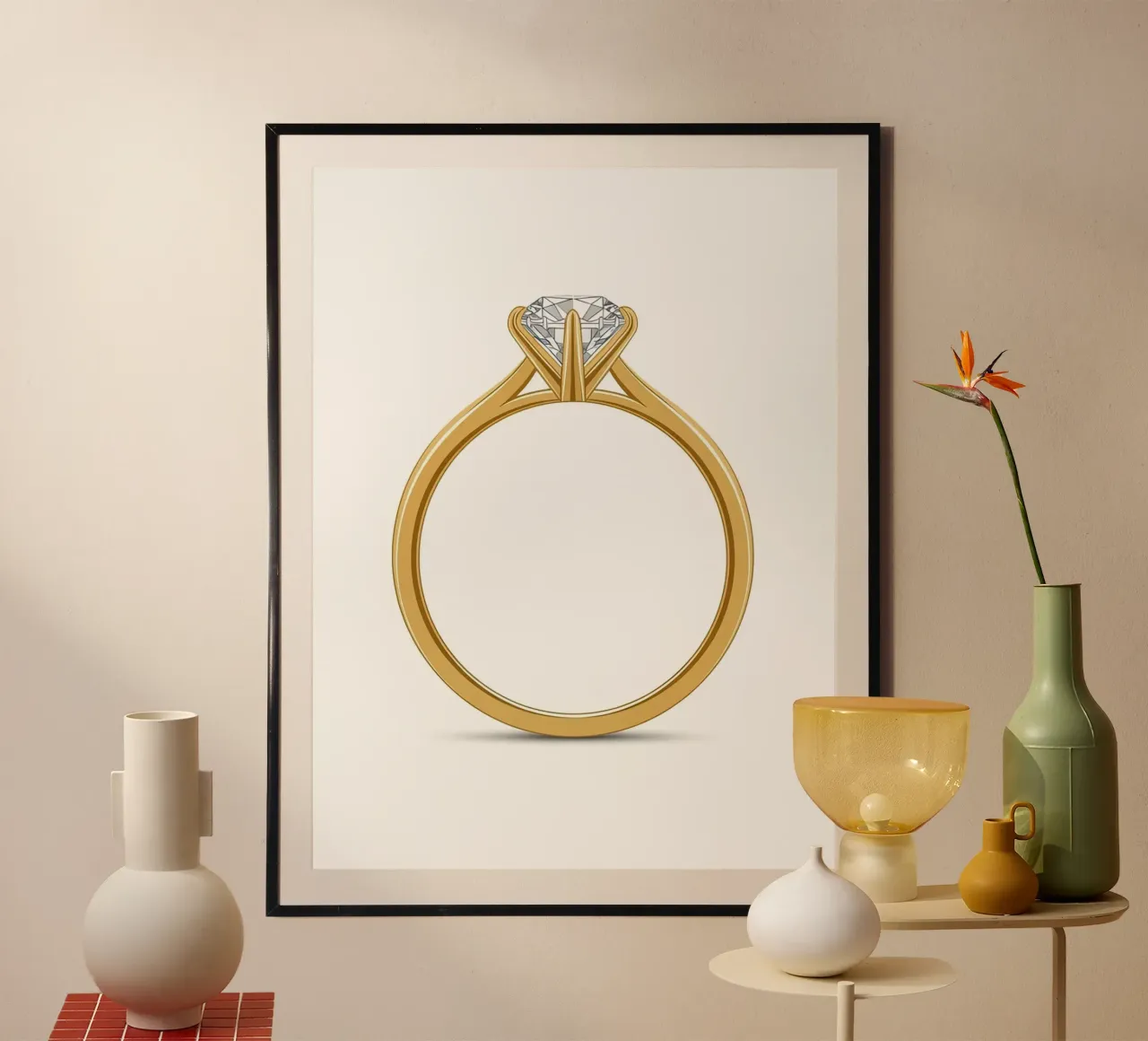Diamond Solitaire Ring poster by FlatPrint Studio