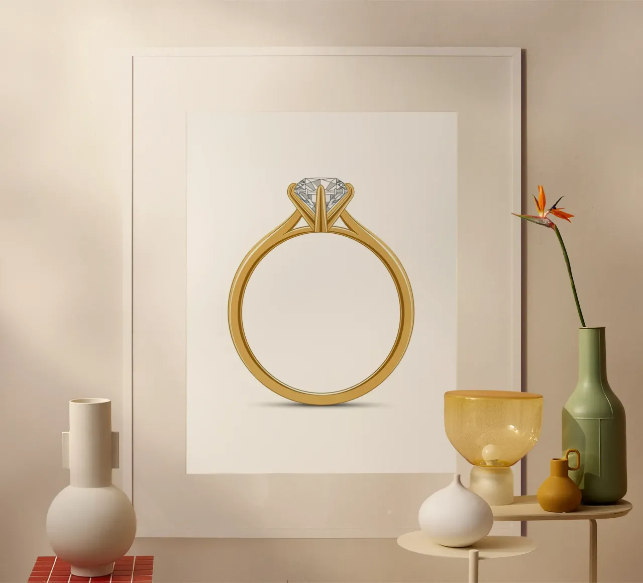 Diamond Solitaire Ring poster by FlatPrint Studio