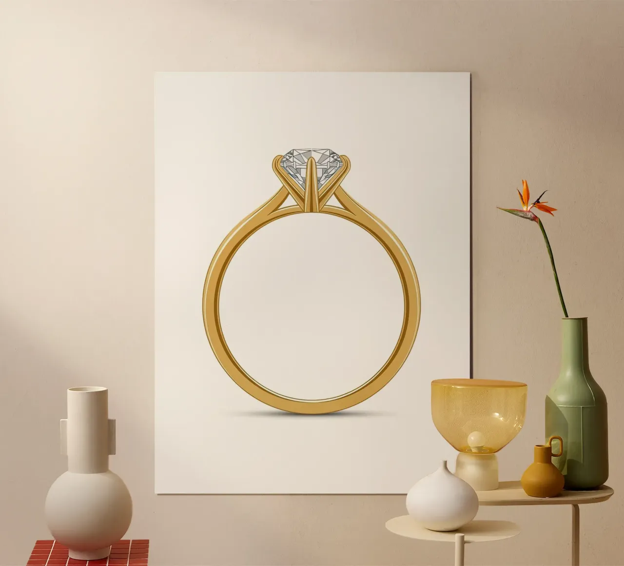 Diamond Solitaire Ring poster by FlatPrint Studio