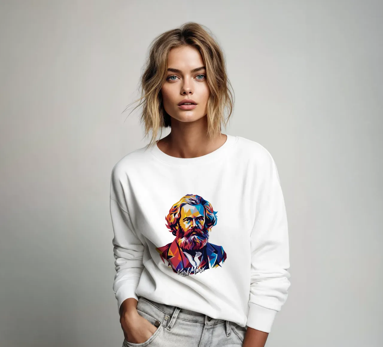 Karl Marx in WPAP Pop Art Sweatshirt von vectorartnesia