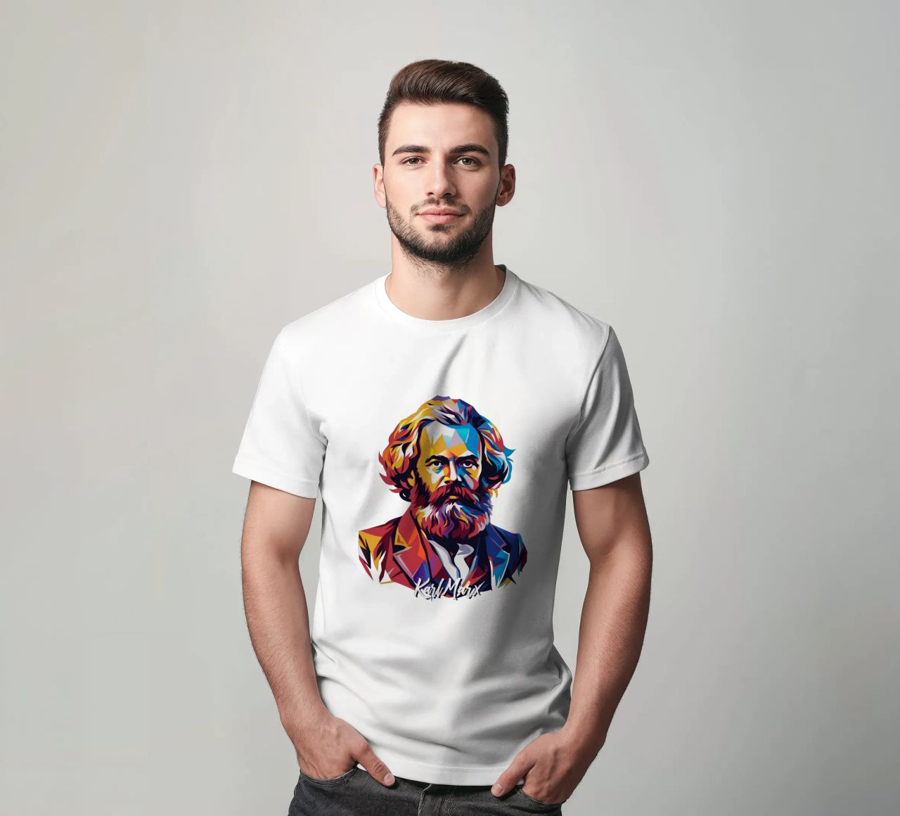 Karl Marx in WPAP Pop Art t-shirt da vectorartnesia