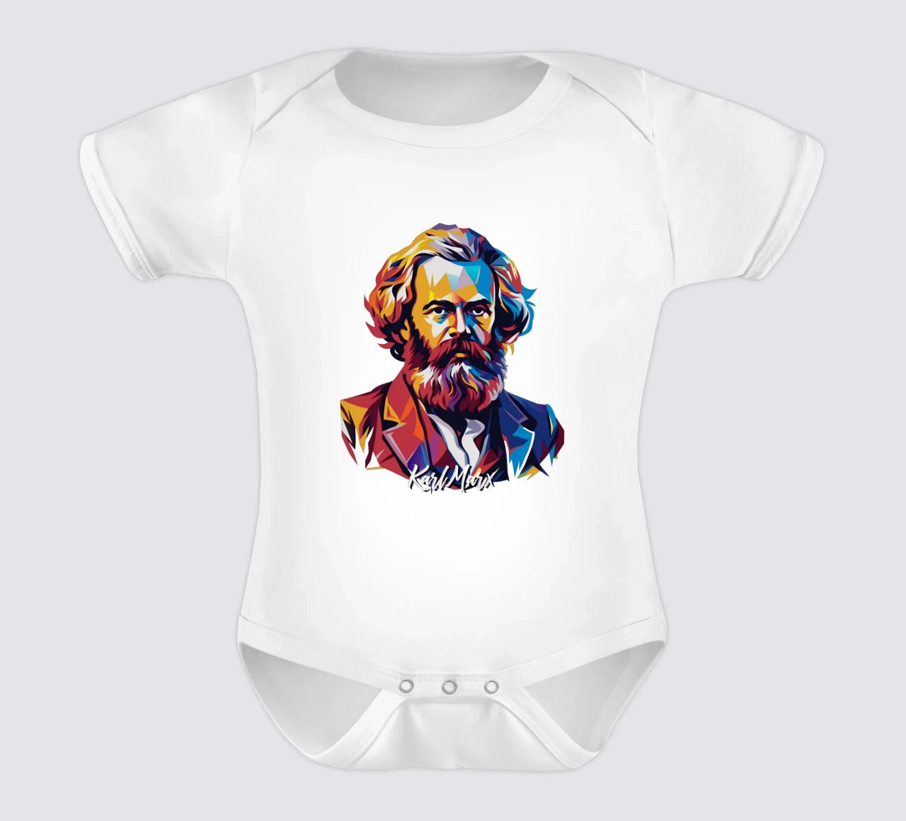 Karl Marx in WPAP Pop Art body neonato maniche corte da vectorartnesia