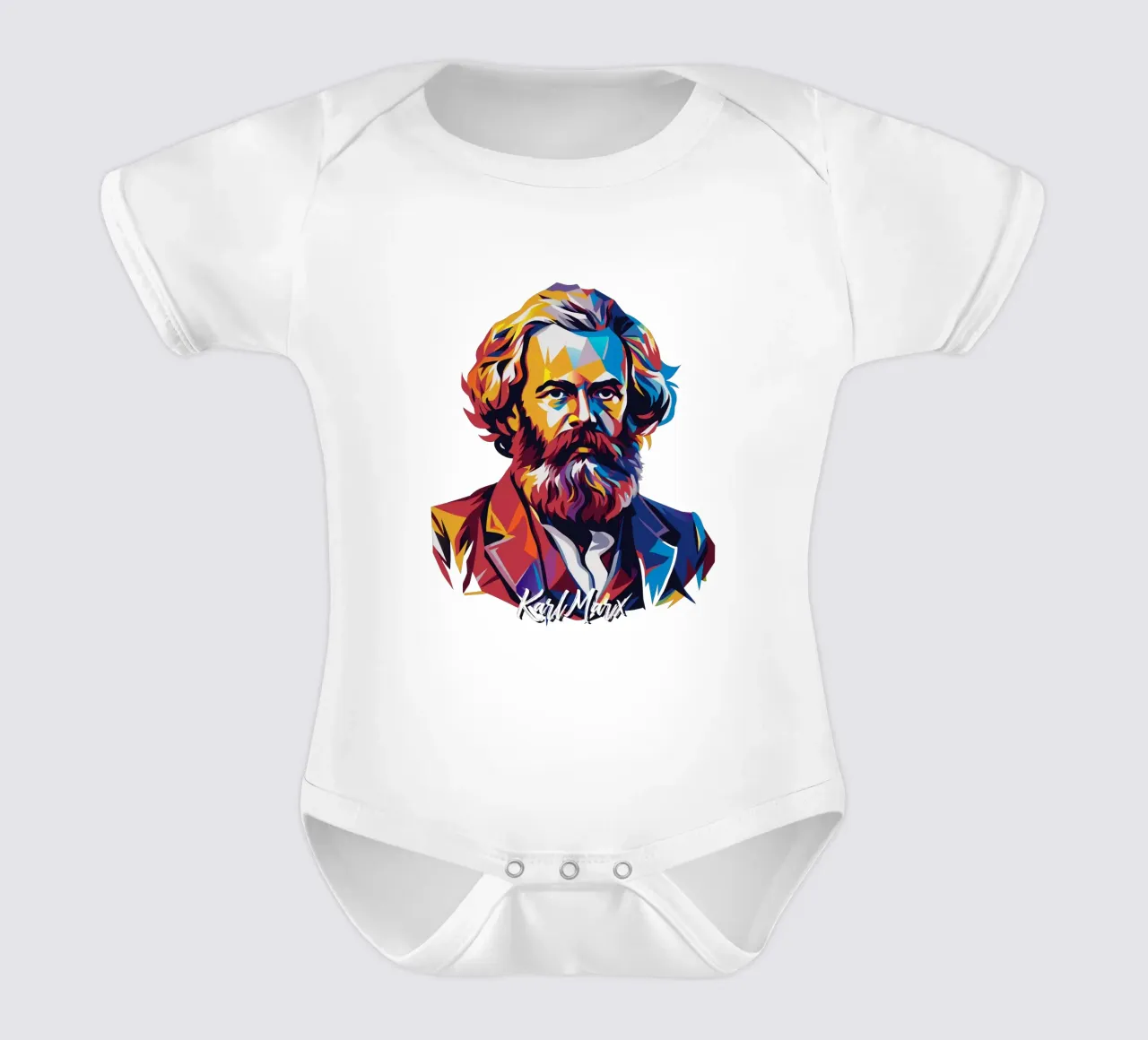 Karl Marx in WPAP Pop Art body neonato maniche corte da vectorartnesia