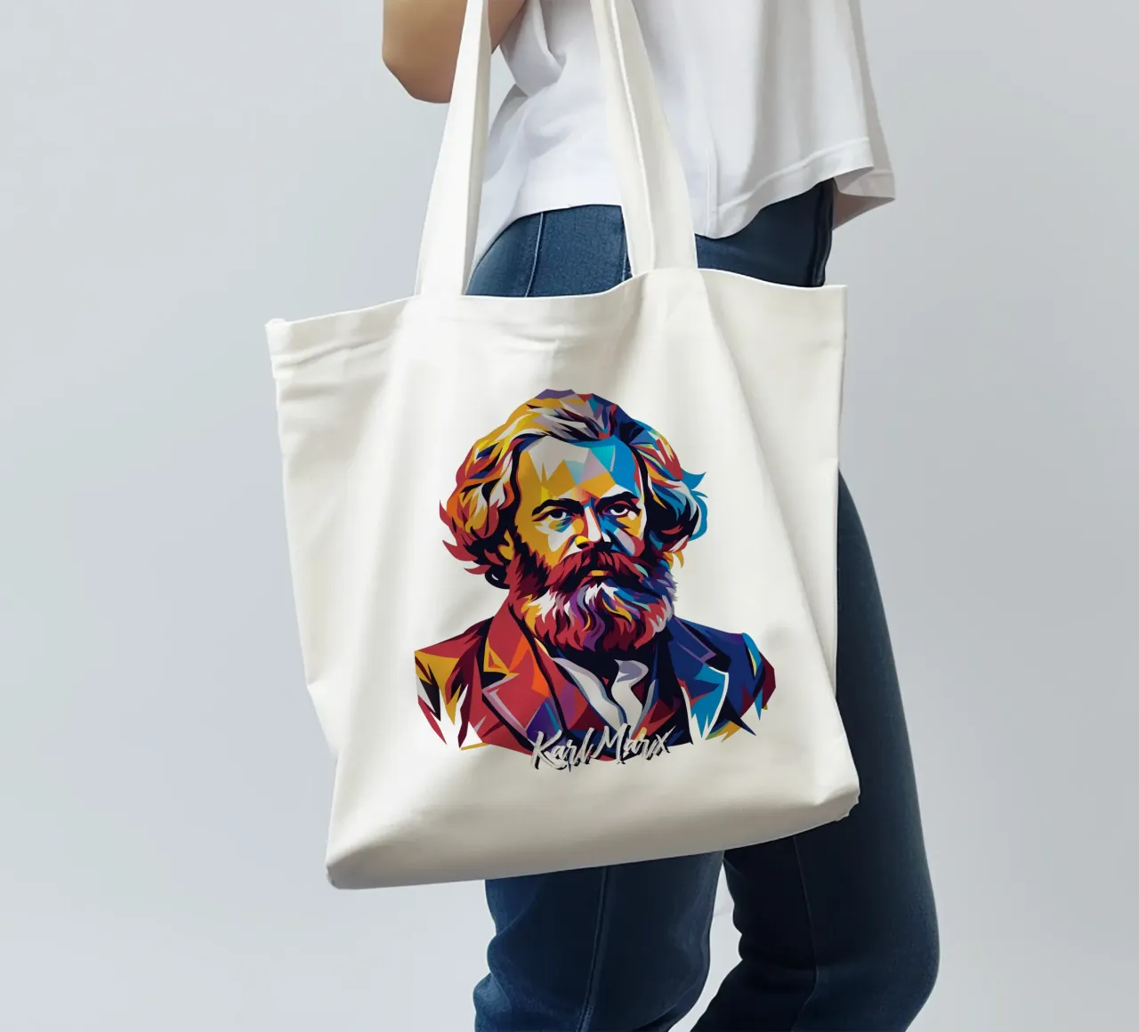 Karl Marx in WPAP Pop Art borsa in juta da vectorartnesia