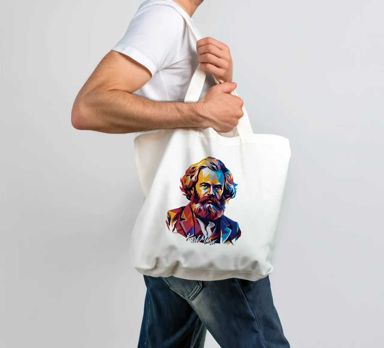 Karl Marx in WPAP Pop Art borsa in juta da vectorartnesia