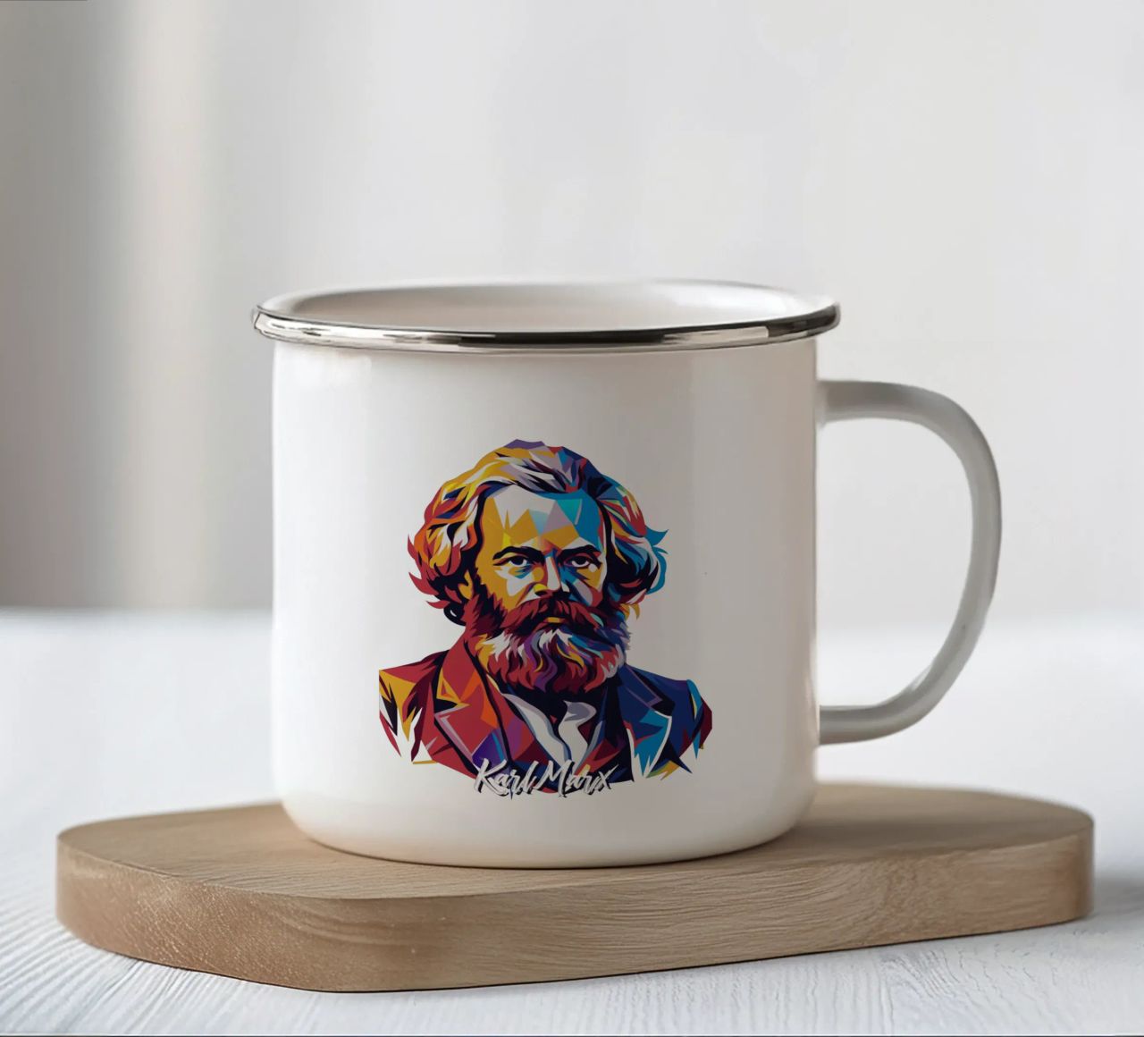 Karl Marx in WPAP Pop Art tazza in smalto da vectorartnesia