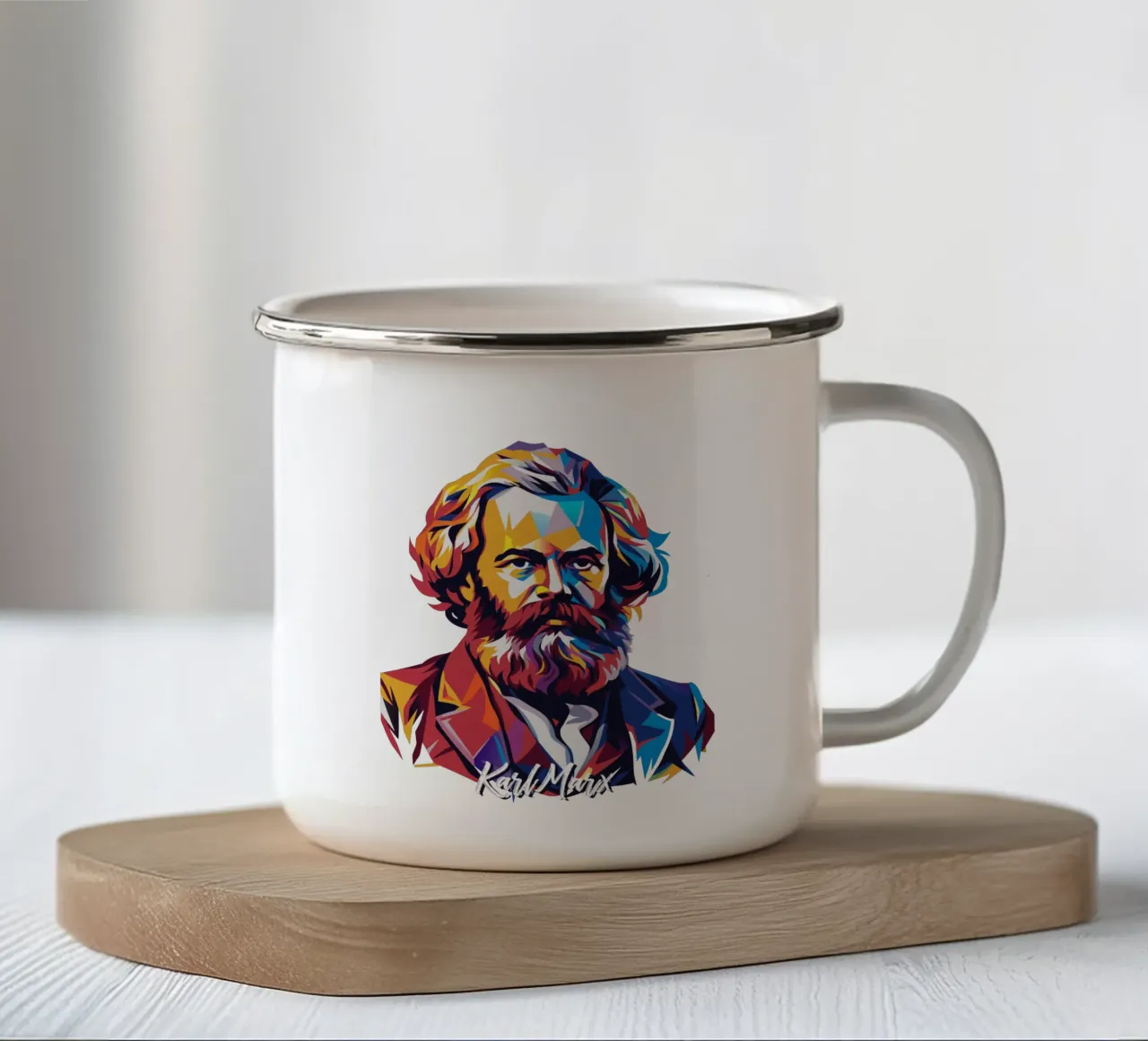 Karl Marx in WPAP Pop Art enamel mug by vectorartnesia