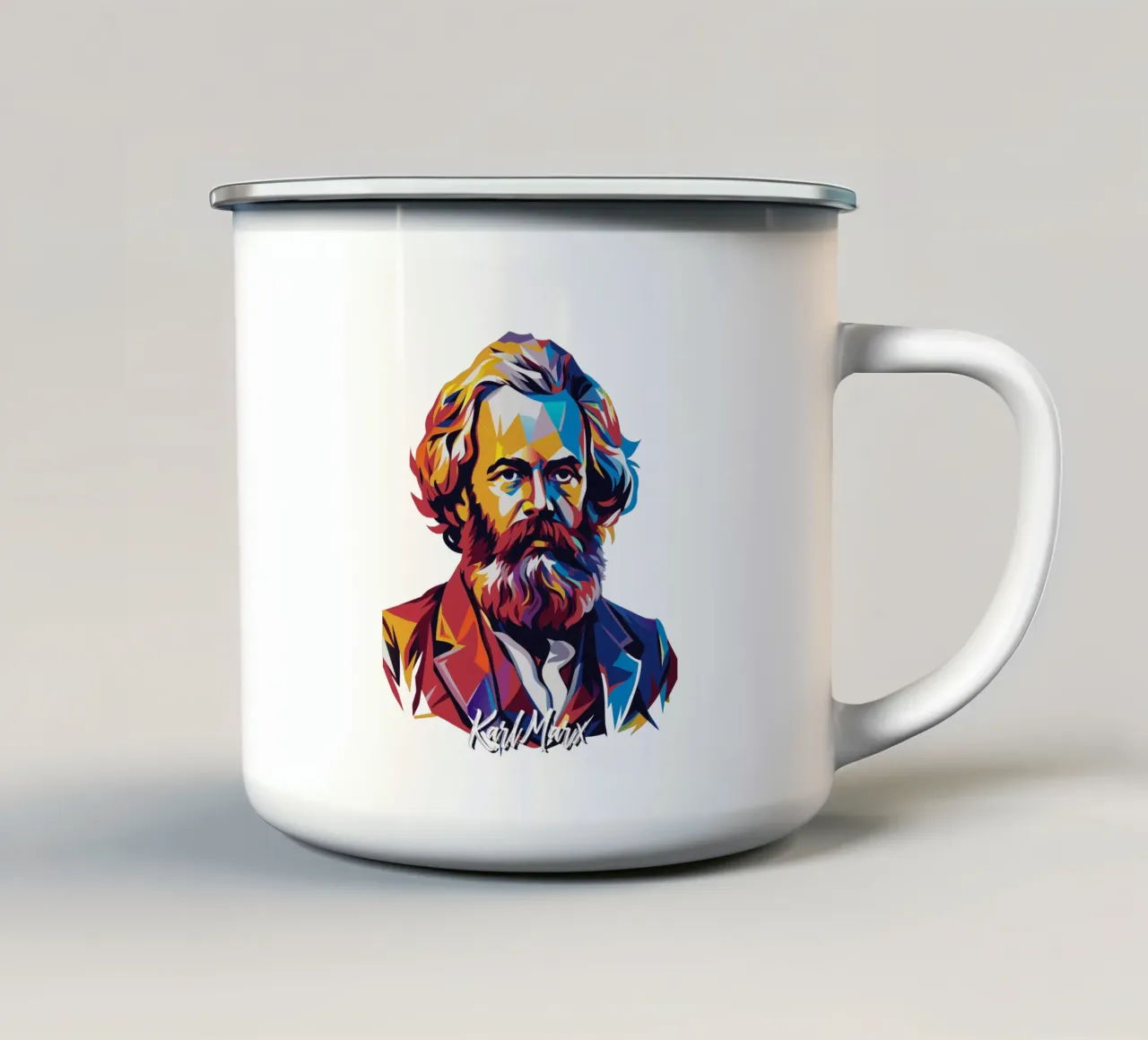 Karl Marx in WPAP Pop Art emaille mok van vectorartnesia