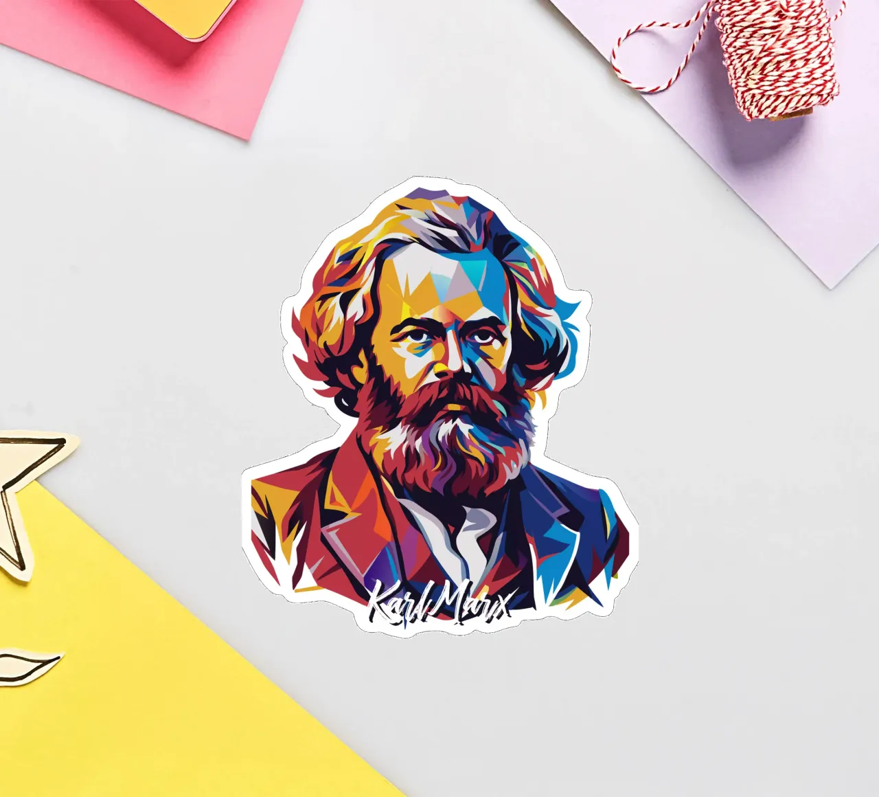 Karl Marx in WPAP Pop Art pegatina de vectorartnesia