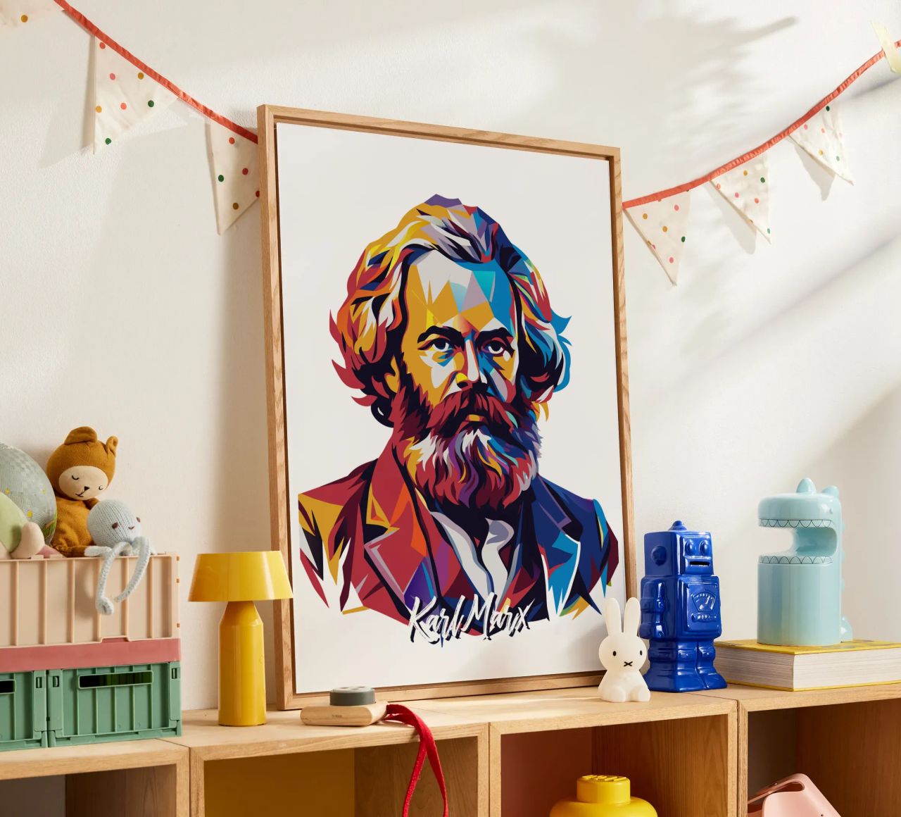 Karl Marx in WPAP Pop Art plexiglass da vectorartnesia