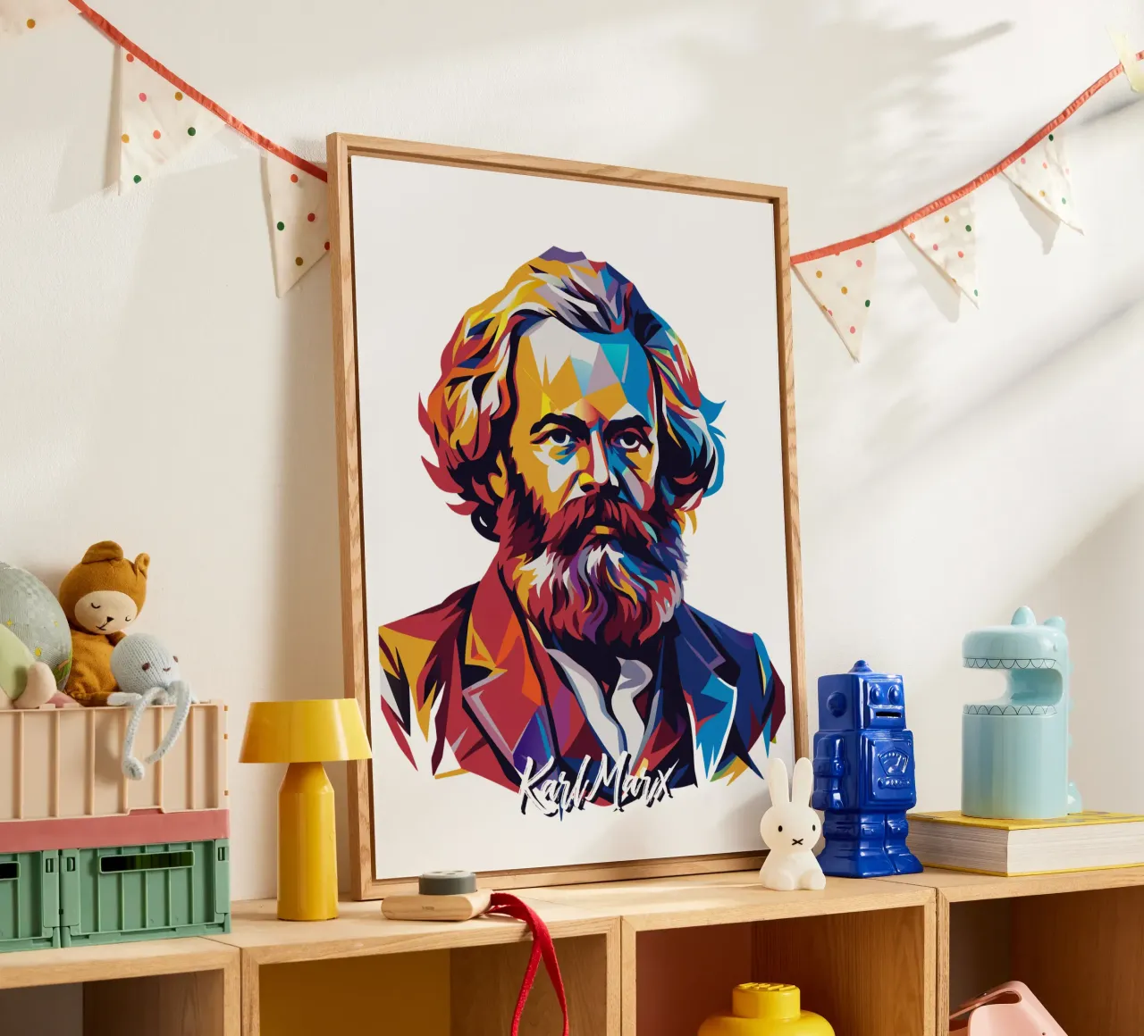 Karl Marx in WPAP Pop Art metacrilato de vectorartnesia