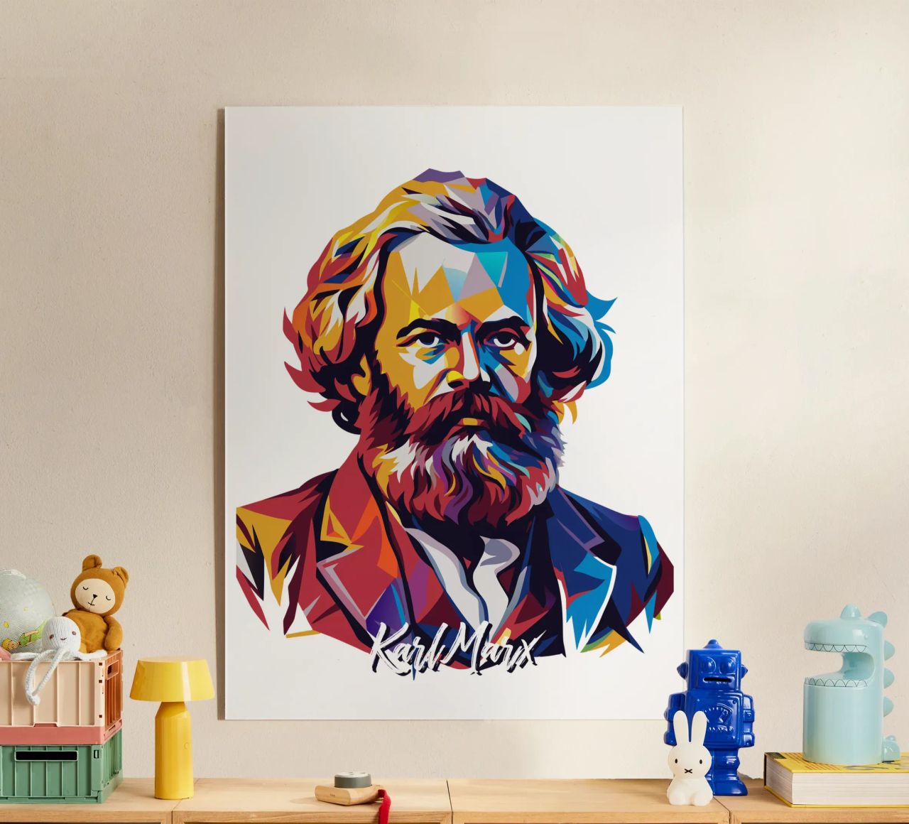 Karl Marx in WPAP Pop Art plexiglass da vectorartnesia