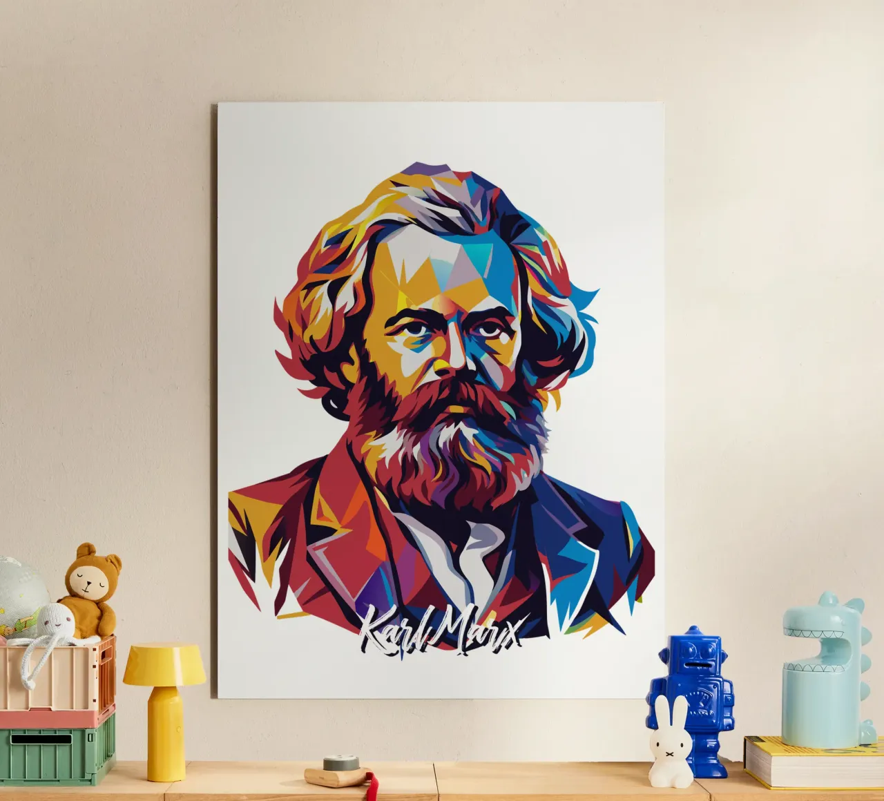 Karl Marx in WPAP Pop Art alluminio dibond da vectorartnesia
