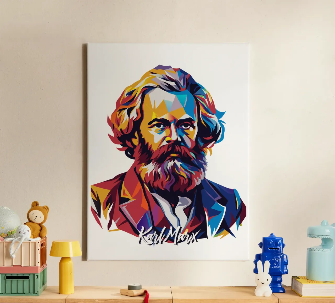 Karl Marx in WPAP Pop Art tela da vectorartnesia