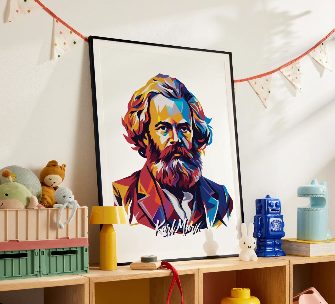Karl Marx in WPAP Pop Art carta hahnemühle da vectorartnesia