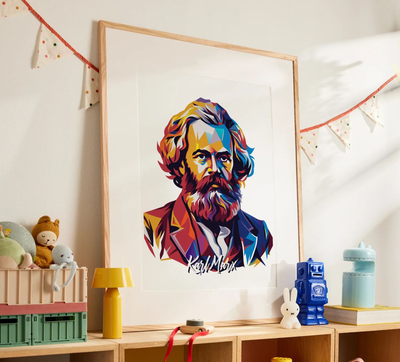 Karl Marx in WPAP Pop Art carta hahnemühle da vectorartnesia