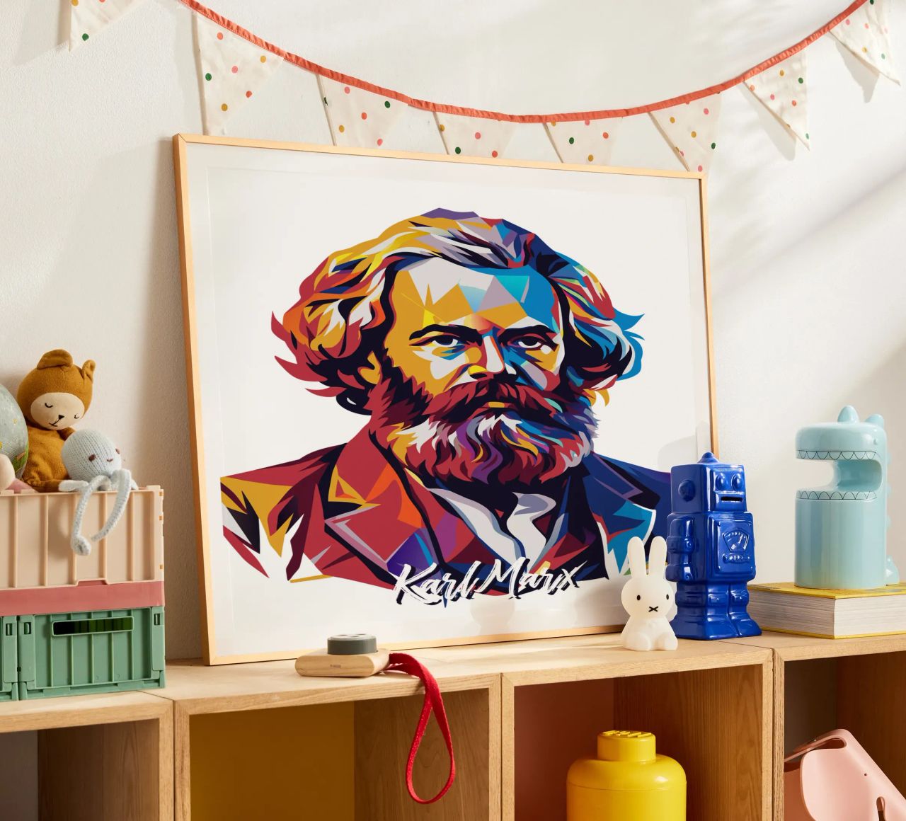 Karl Marx in WPAP Pop Art carta hahnemühle da vectorartnesia