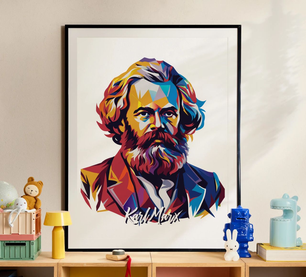 Karl Marx in WPAP Pop Art carta hahnemühle da vectorartnesia
