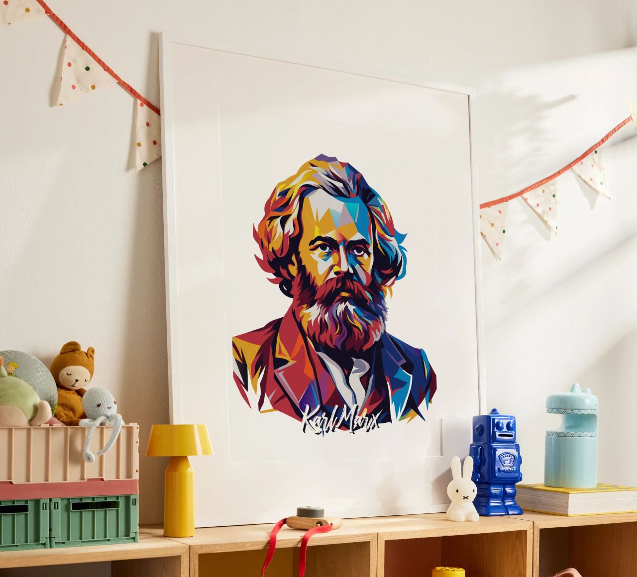 Karl Marx in WPAP Pop Art carta hahnemühle da vectorartnesia