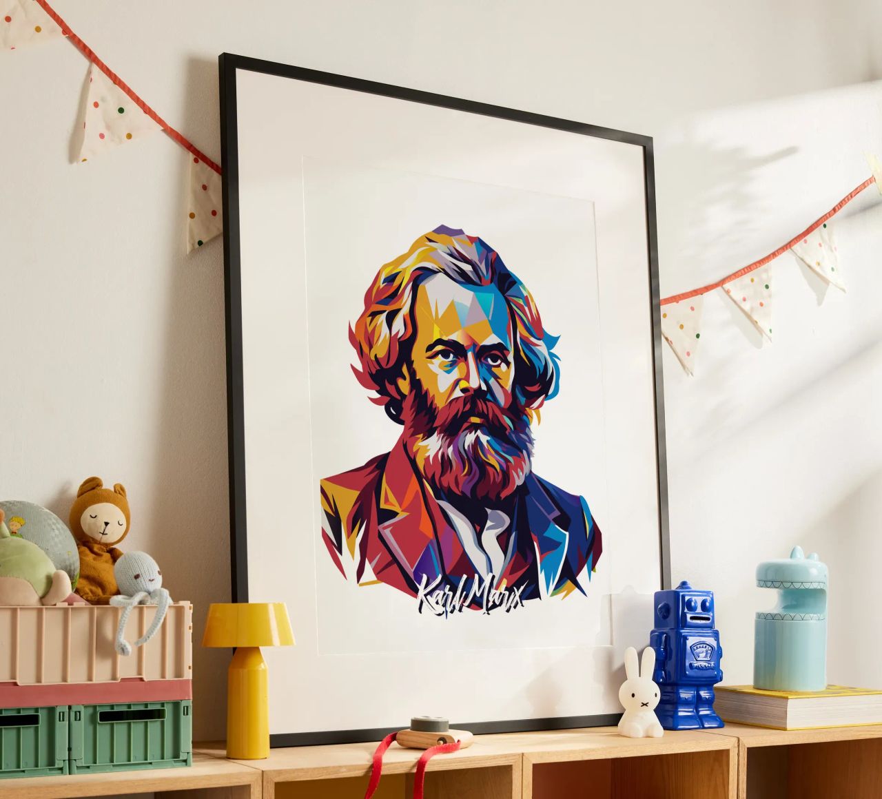 Karl Marx in WPAP Pop Art carta hahnemühle da vectorartnesia
