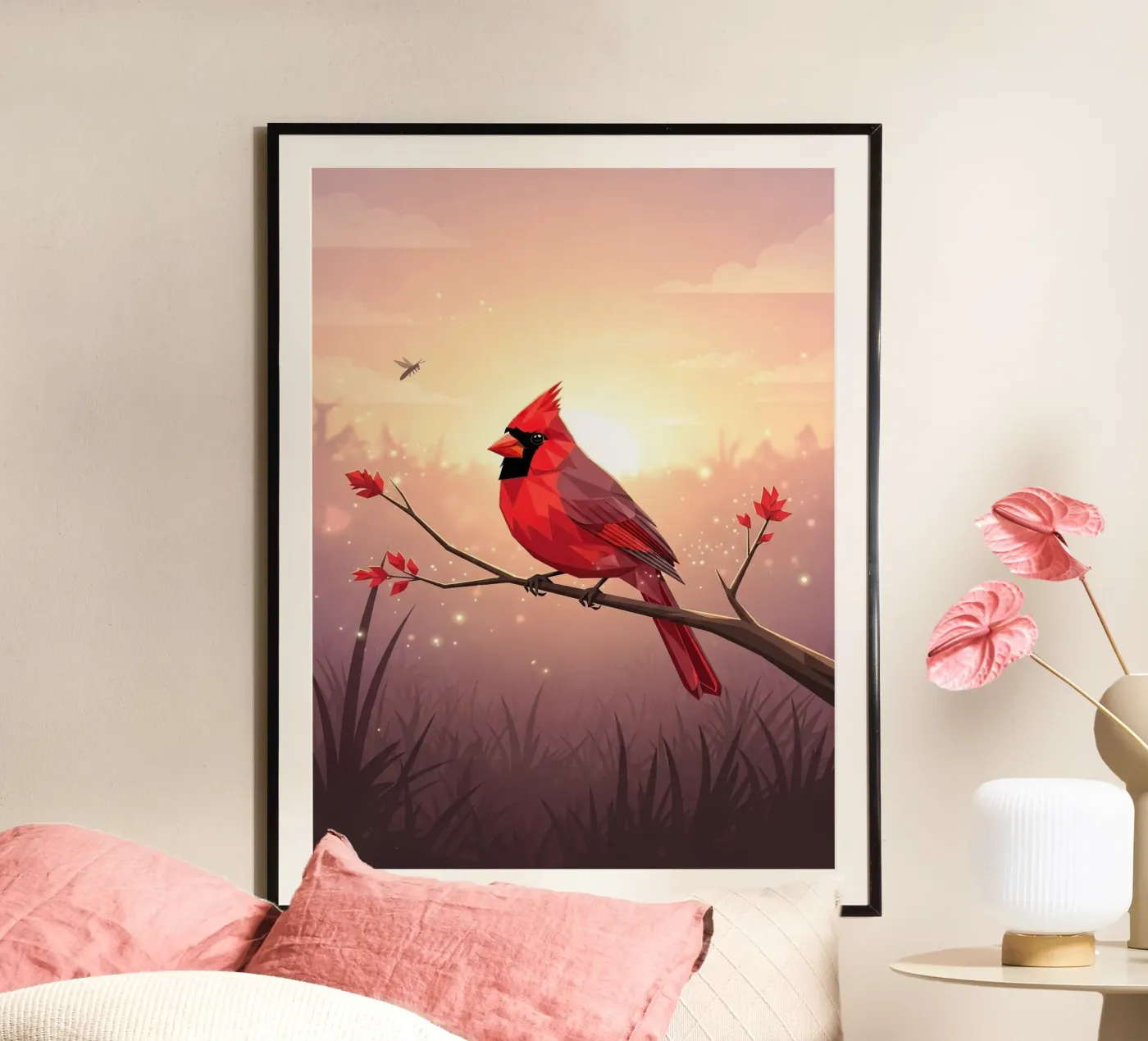 Cardinal Red Bird poster da FlatPrint Studio