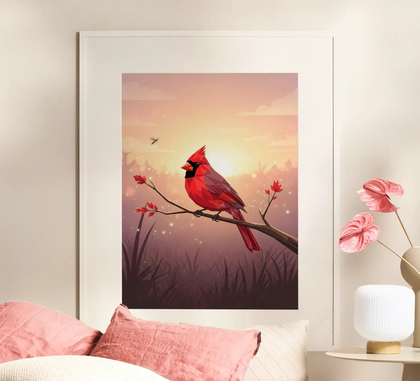 Cardinal Red Bird poster da FlatPrint Studio