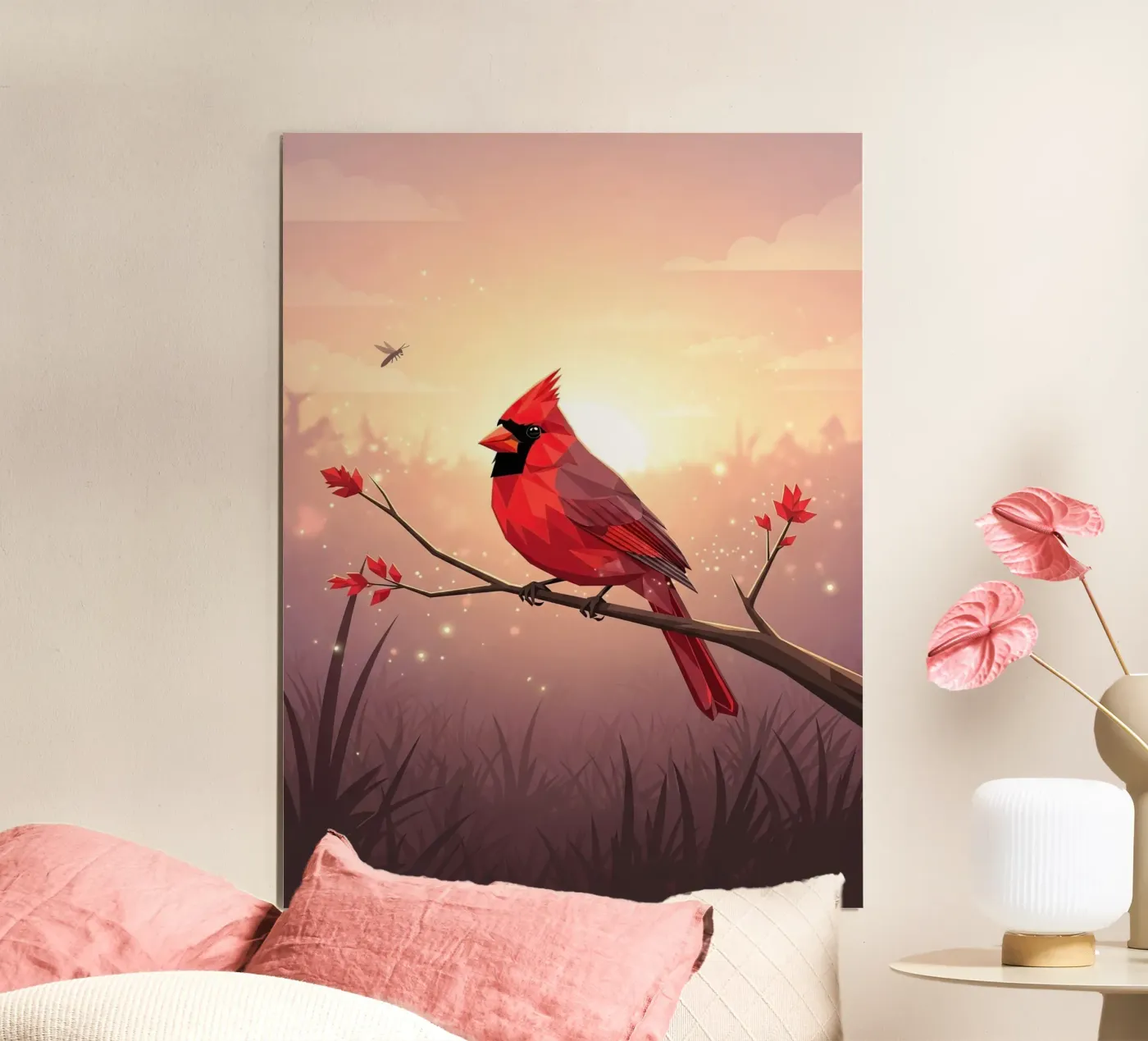 Cardinal Red Bird poster da FlatPrint Studio