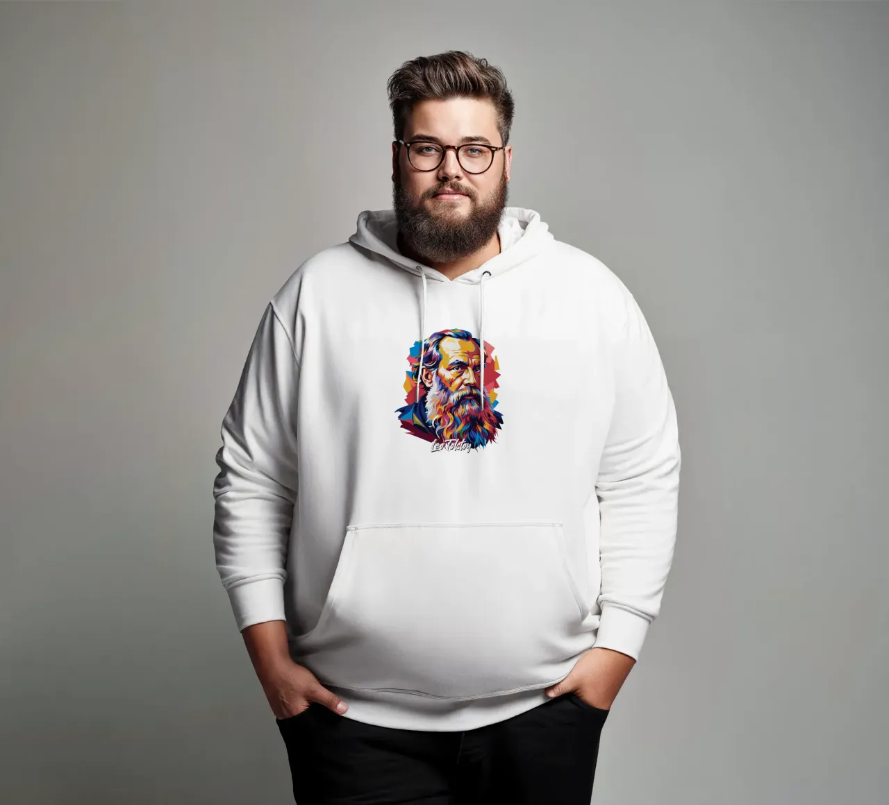 Leo Tolstoy in WPAP Pop Art felpa con cappuccio da vectorartnesia