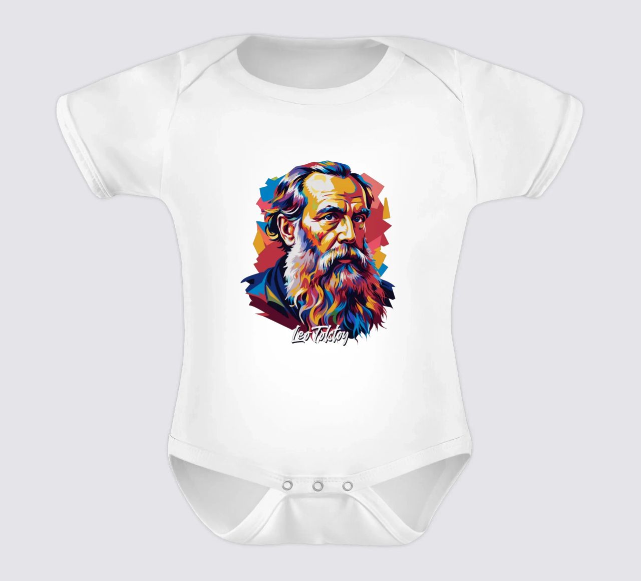 Leo Tolstoy in WPAP Pop Art body neonato maniche corte da vectorartnesia