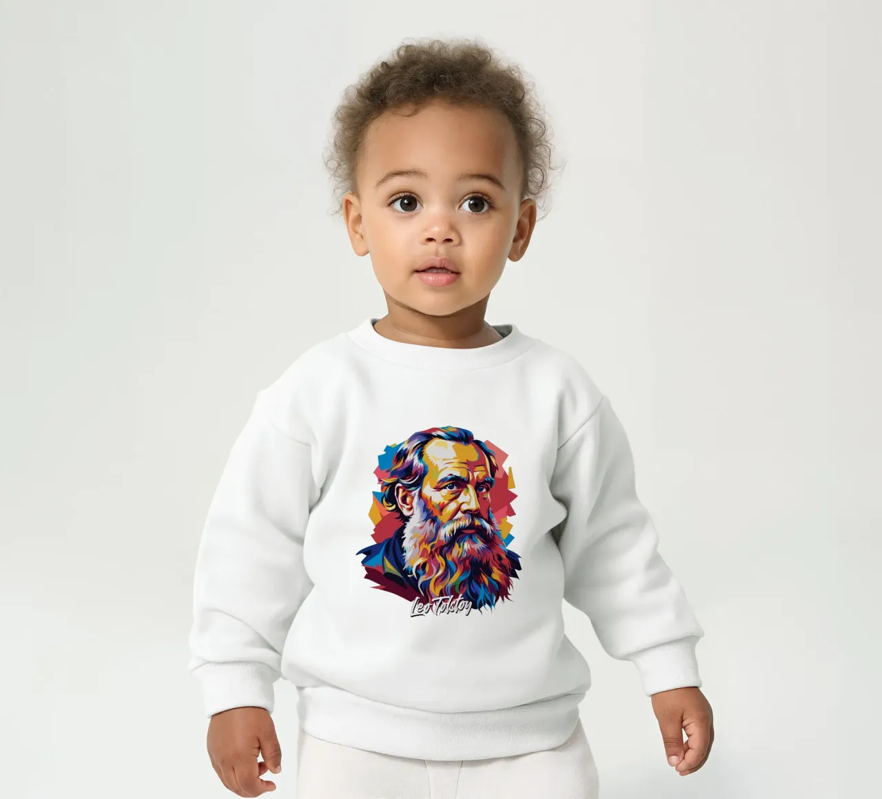 Leo Tolstoy in WPAP Pop Art Baby Sweatshirt von vectorartnesia