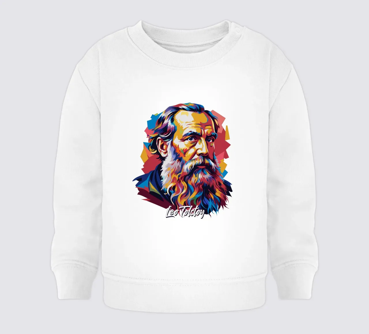 Leo Tolstoy in WPAP Pop Art Baby Sweatshirt von vectorartnesia
