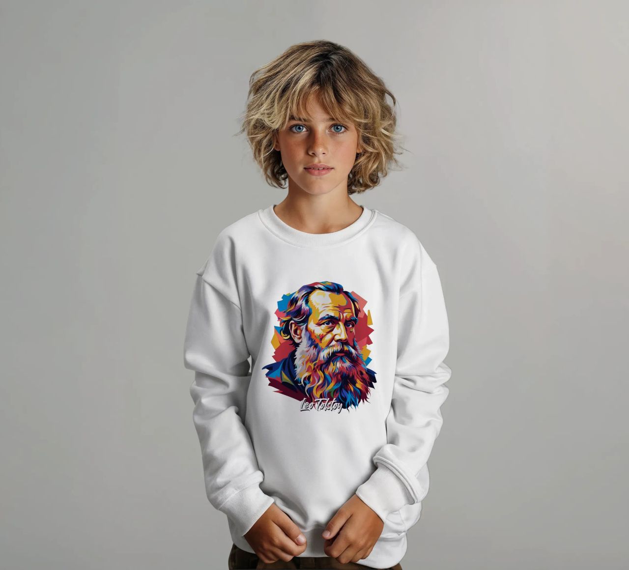 Leo Tolstoy in WPAP Pop Art felpa bambino da vectorartnesia