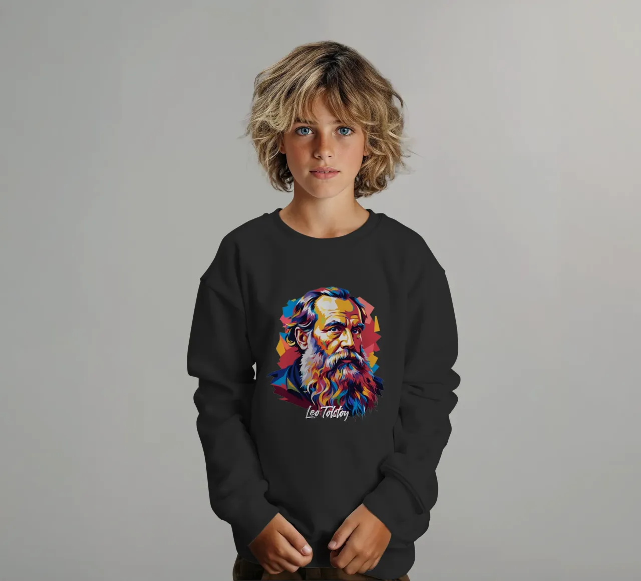 Leo Tolstoy in WPAP Pop Art felpa bambino da vectorartnesia