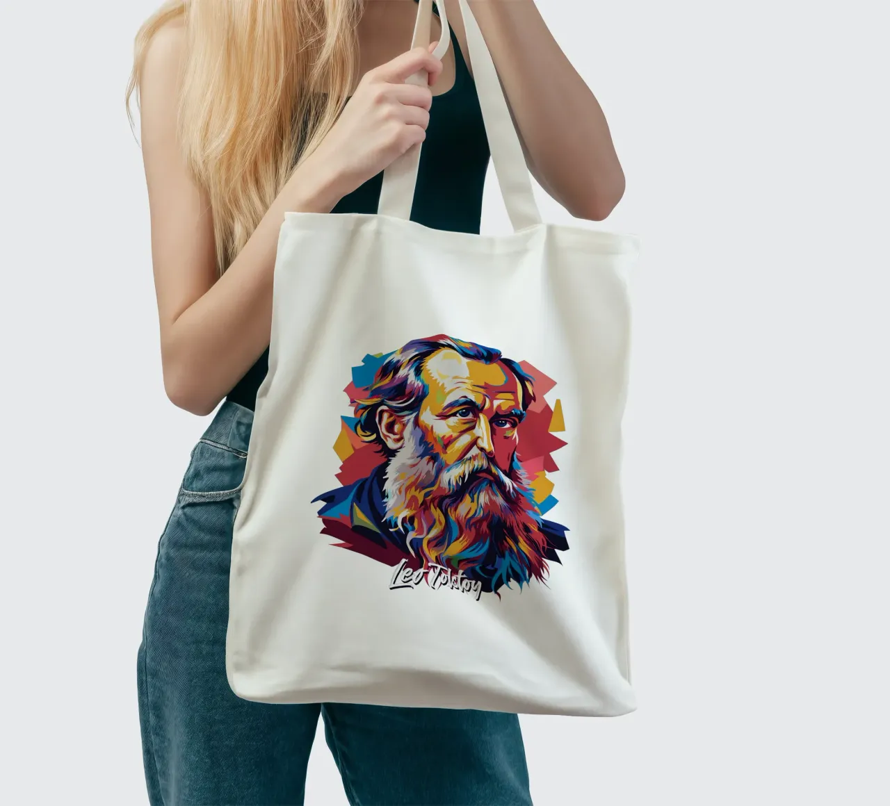 Leo Tolstoy in WPAP Pop Art borsa in juta da vectorartnesia