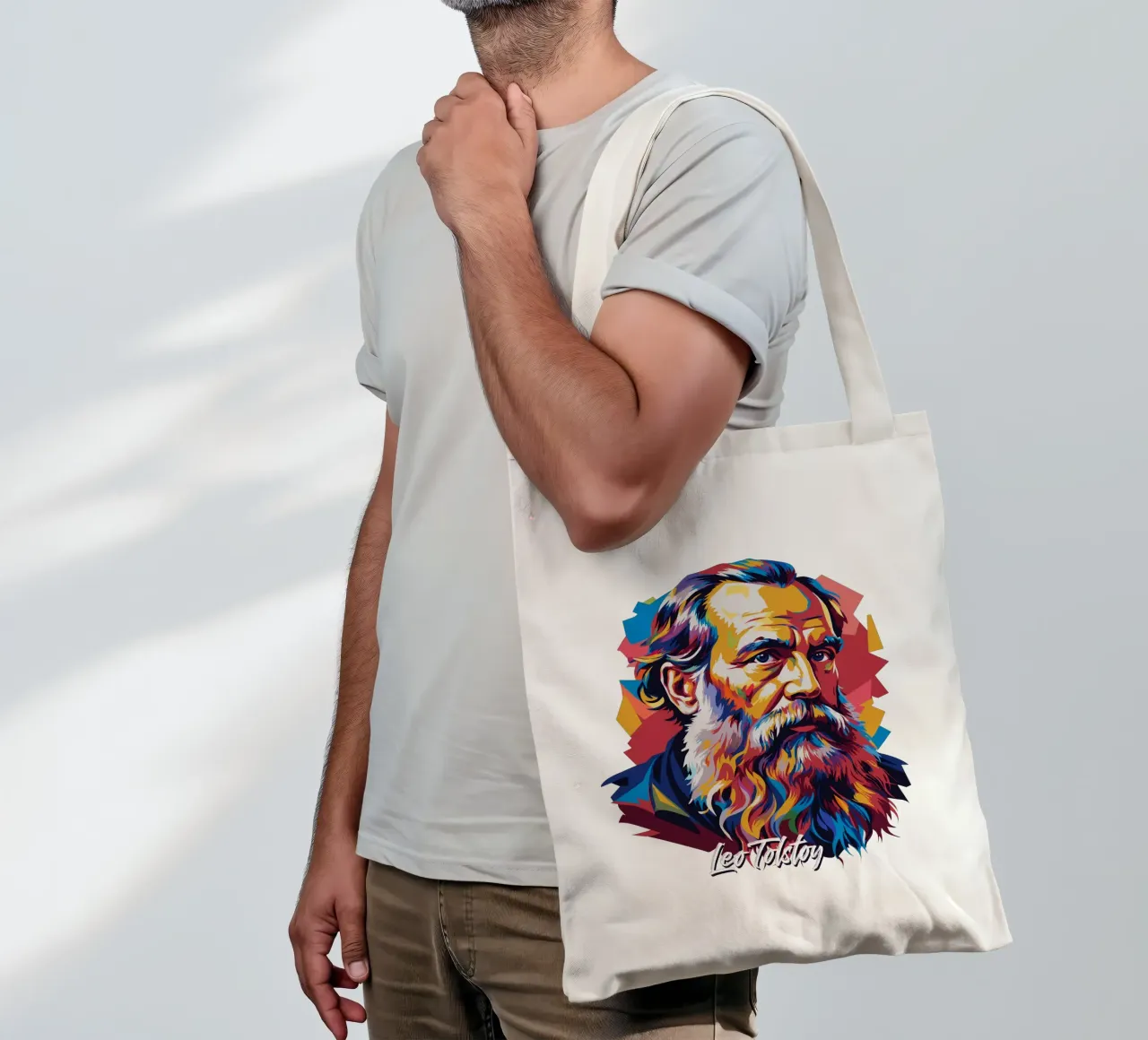 Leo Tolstoy in WPAP Pop Art borsa in juta da vectorartnesia