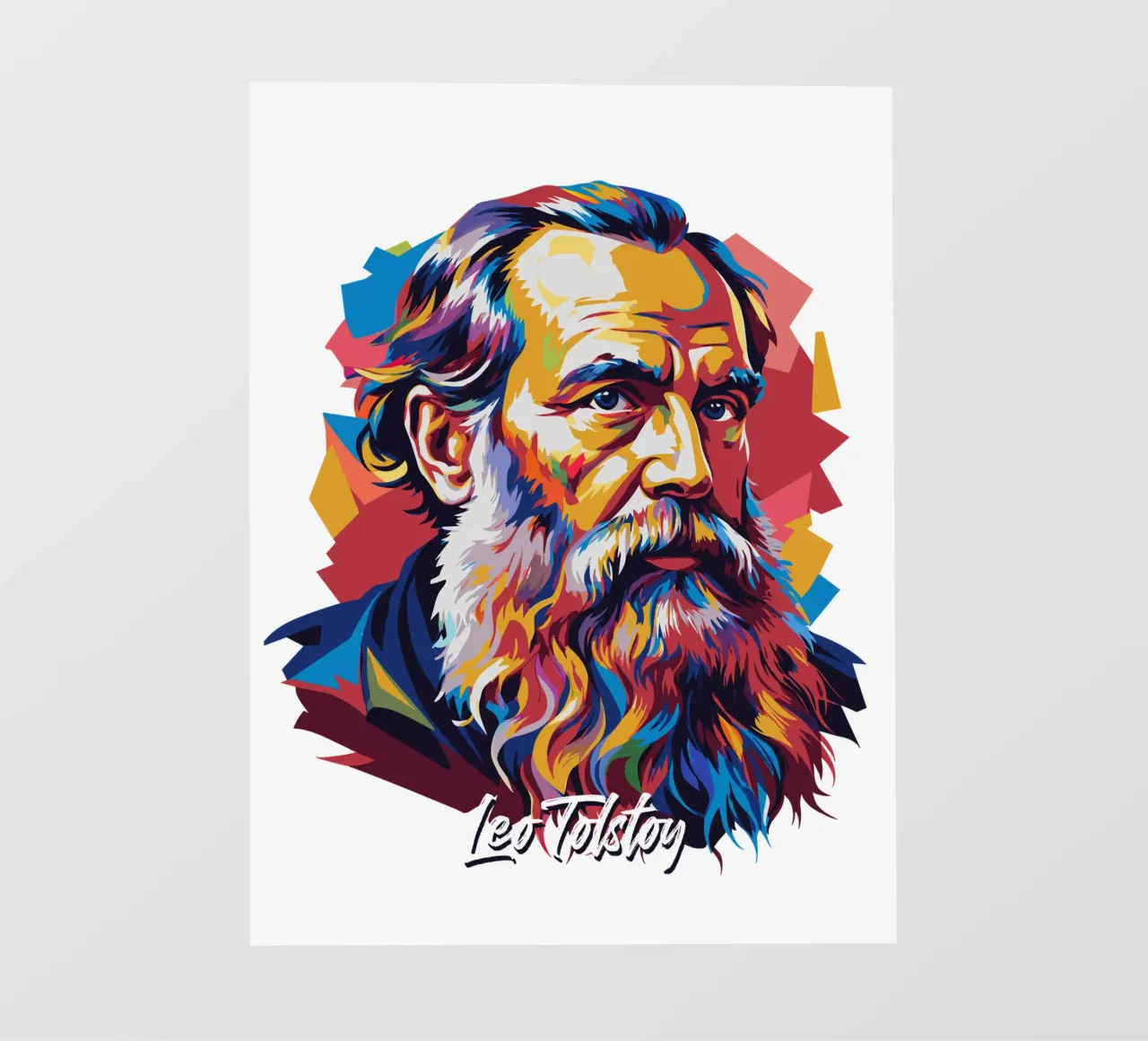 Leo Tolstoy in WPAP Pop Art Backlit Folie von vectorartnesia