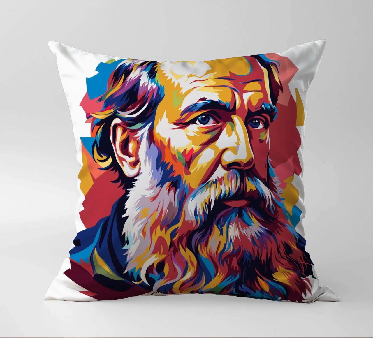 Leo Tolstoy in WPAP Pop Art cuscino da vectorartnesia